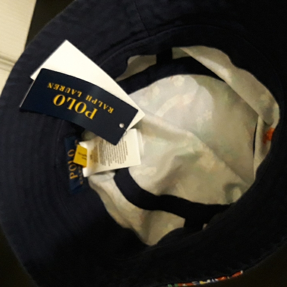 NWT Polo Ralph Lauren Hawiaan Bear Chino Bucket Hat - Navy Multi - Picture 9 of 12